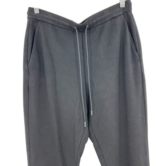 Theory Double Knit Jersey Slouchy Jogger Pants Split Hem Ankle Black Large - Picture 3 of 11